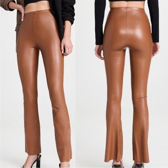 Commando Women's Perfect Control Faux Leather Flared Leggings in Cocoa Tan - Picture 1 of 6